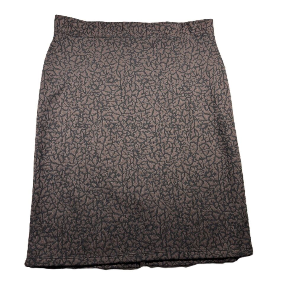 Susan Graver Women Pencil Skirt Dark Romantic Academia Brown Print Large I223